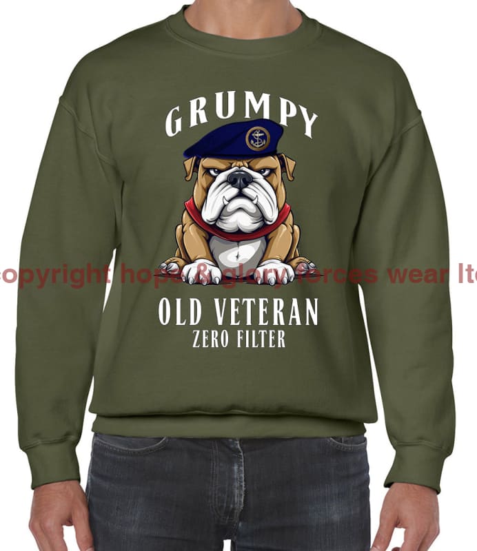 Grumpy Old Royal Navy Veteran Front Printed Sweater