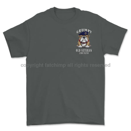 Grumpy Old Royal Navy Veteran Left Chest Printed T-Shirt