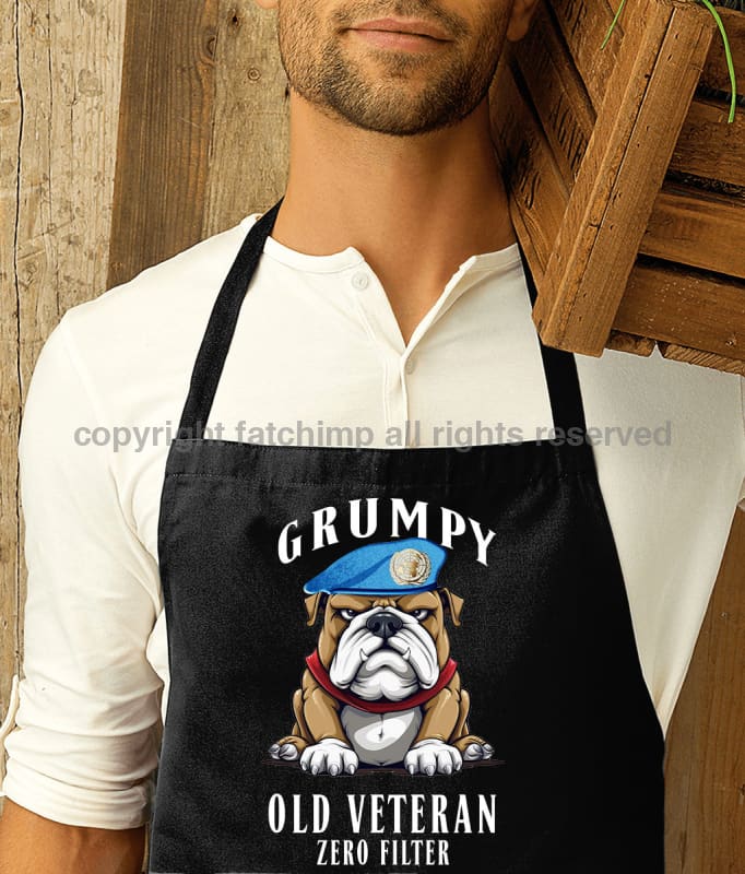 Grumpy Old UN Veteran Printed Cotton Unisex Apron