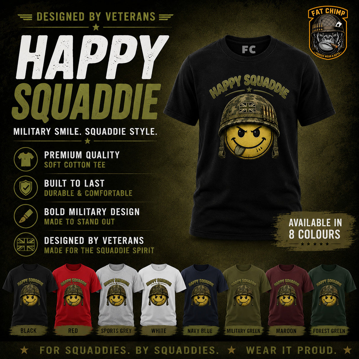 Happy Squaddie Printed T-Shirt