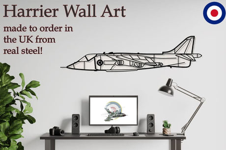 Harrier Jet Metal Wall Art With Roundel Markings Military