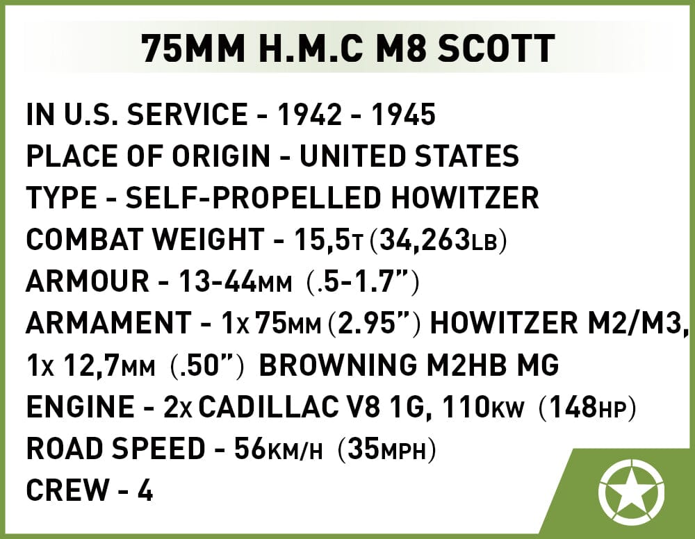 H.M.C M8 Scott brick tank model - COBI 2279 - 525 bricks