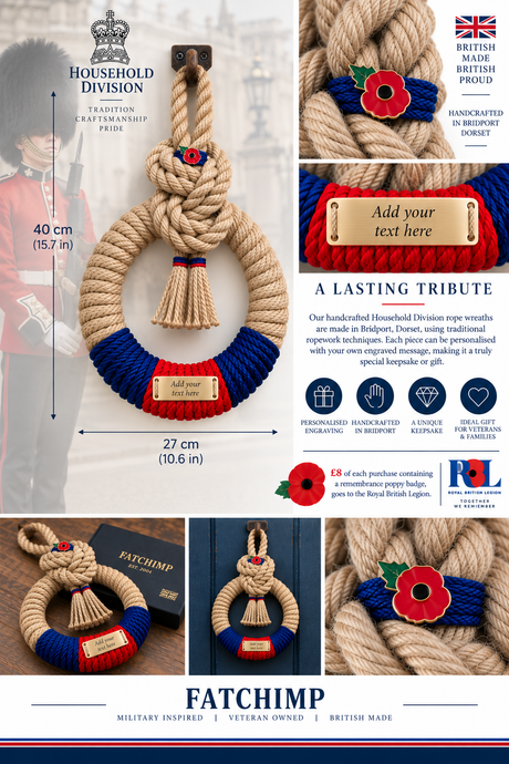Household Division Handcrafted Commemorative Rope Wreath - Made in Dorset