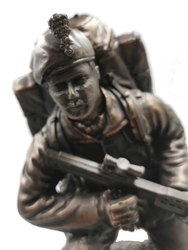 Kneeling British Fusilier Soldier With SA80 Cold Cast Bronze Statue
