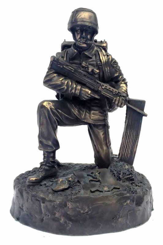 Military Statue - Kneeling Royal Signals Soldier Cold Cast Bronze Military Statue Sculpture