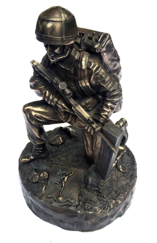 Military Statue - Kneeling Royal Signals Soldier Cold Cast Bronze Military Statue Sculpture