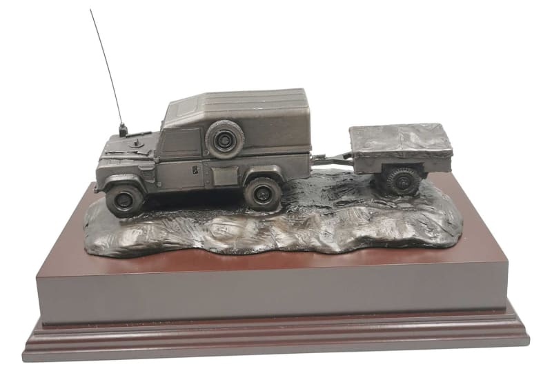Land Rover Defender with Trailer Cold Cast Bronze Presentation