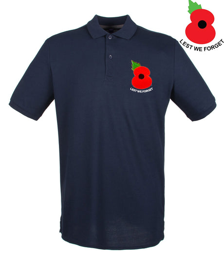 Lest We Forget Poppy Embroidered Pique Polo Shirt