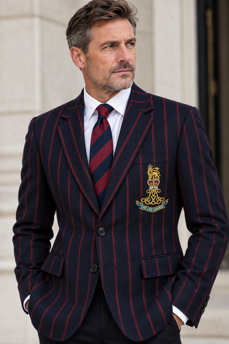 Life Guards Regimental BRB Navy Burgundy Striped Blazer