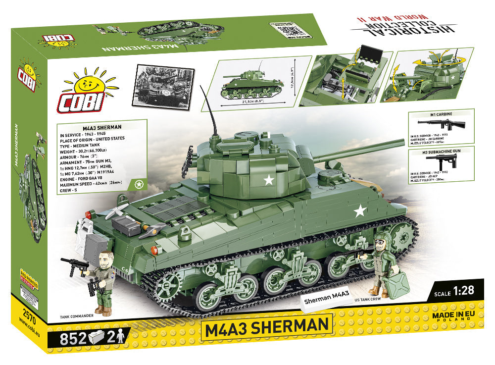 M4A3 Sherman tank brick model - COBI 2570 - 852 bricks