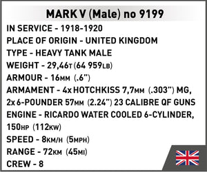 Mark V (Male) no. 9199 WWI brick model - COBI 2995 - 844 bricks