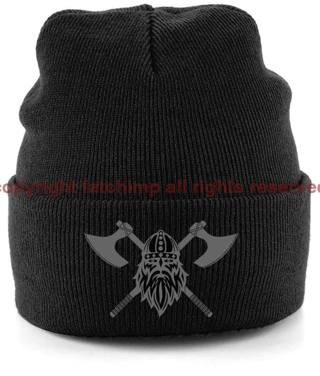 Never Surrender Embroidered Cuffed Beanie Hat Black