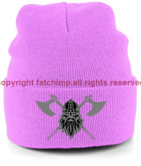 Never Surrender Embroidered Cuffed Beanie Hat Classic Pink