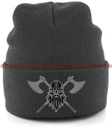 Never Surrender Embroidered Cuffed Beanie Hat Graphite Grey