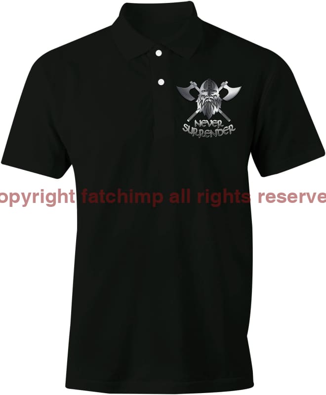 Never Surrender Embroidered Polo Shirt Xs / Black (Cotton)
