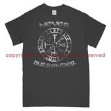Never Surrender Viking Compass Printed T-Shirt