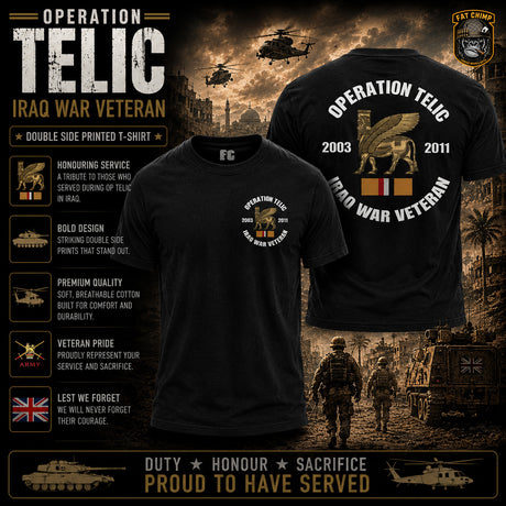 OP Telic Iraq War Veteran Double Side Printed T-Shirt