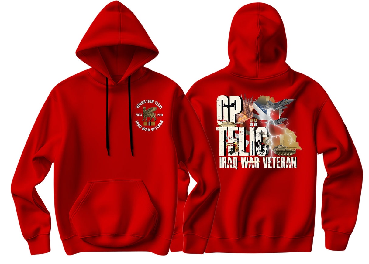 OP Telic Iraq War Zone Veteran Double Side Printed Hoodie