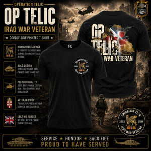 OP Telic Iraq War Zone Veteran Double Side Printed T-Shirt
