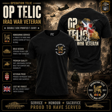 OP Telic Iraq War Zone Veteran Double Side Printed T-Shirt