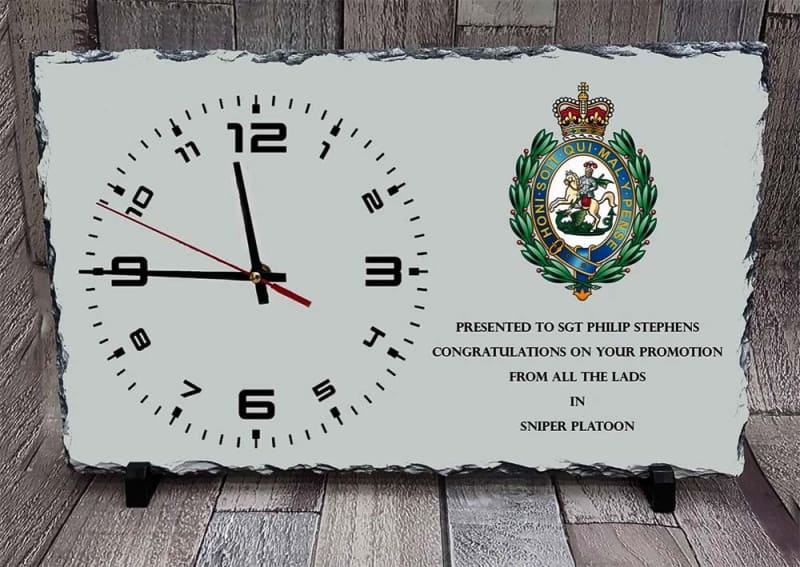 Personalised Military Rock Slate Clock