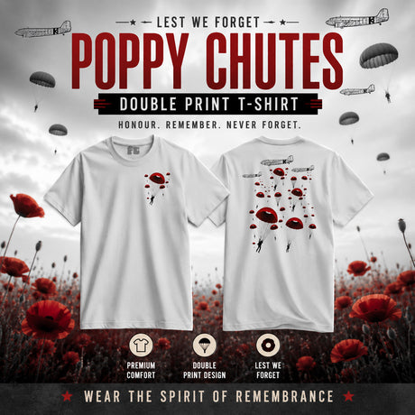Poppy Chutes Lest We Forget Double Print T-Shirt