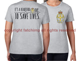 Qaranc Saving Lives Double Print Unisex T-Shirt Ladies Small - Size 8/10 / Sports Grey