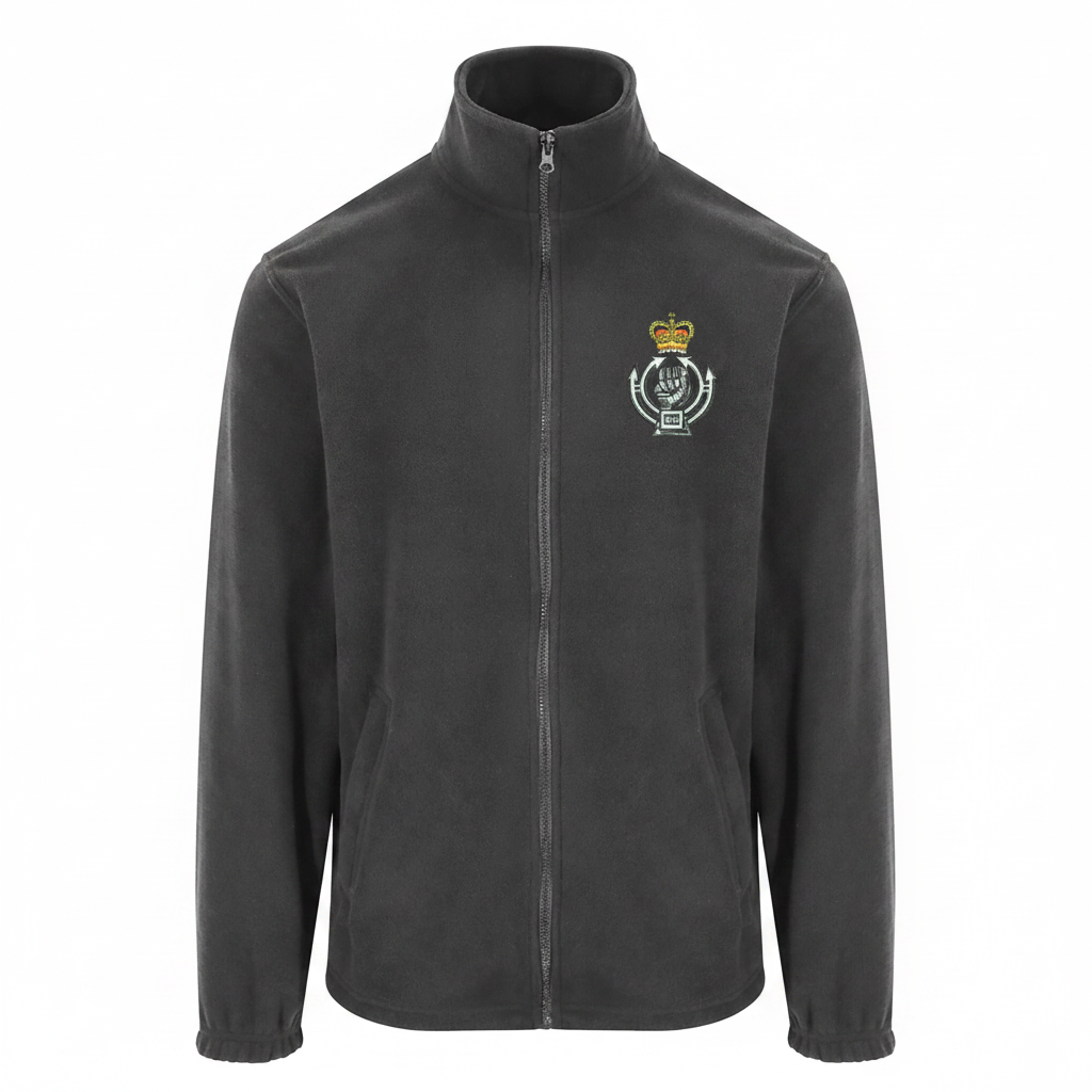 RAC badge on charcoal fleece