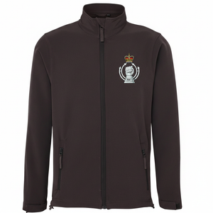RAC badge on charcoal softshell