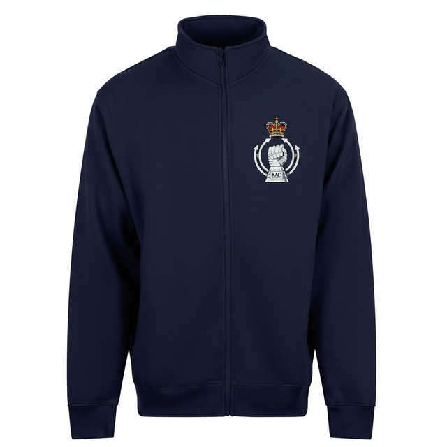 RAC badge on navy zipped jacket