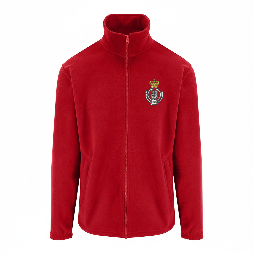 RAC badge on red fleece