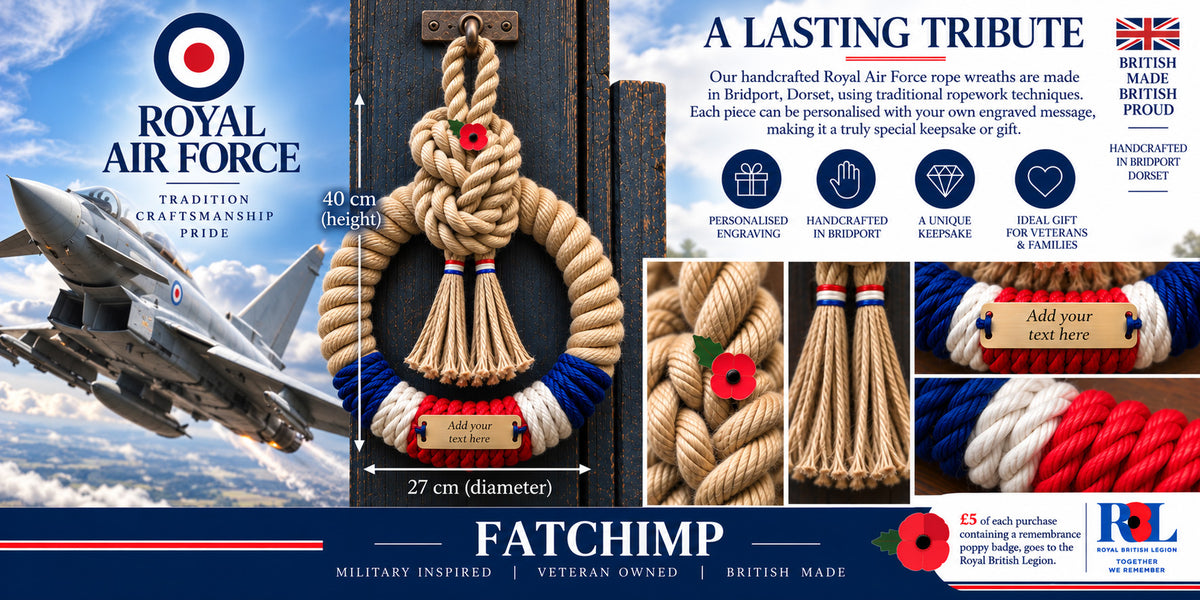 Royal Air Force RAF Handcrafted Commemorative Rope Wreath - Made in Dorset