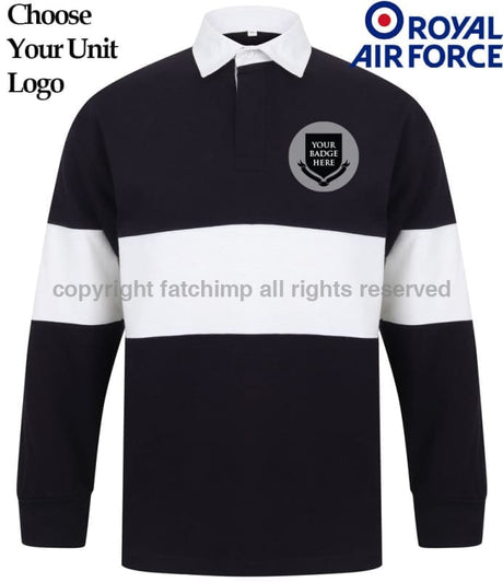 Royal Air Force Units Panelled Rugby Shirt Small - 36/38 Inch Chest / Navy/White
