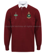 Royal Marines Long Sleeve Men’s Rugby Shirt Small - 36/38 Inch Chest / Deep Burgundy/White Collar