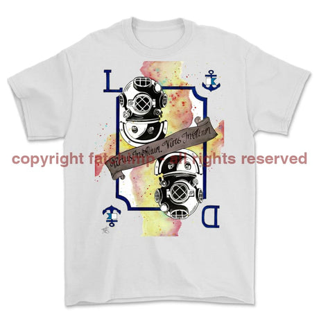 Diver Royal Navy Playing Card Art Front Printed T-Shirt