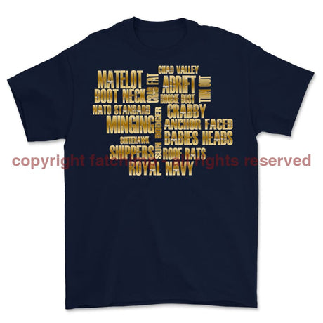 Royal Navy Slang Mash Up Unisex Printed T-Shirt