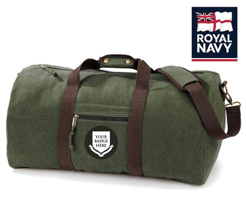 Royal navy units vintage canvas holdall