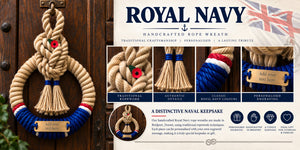 Royal Navy Handcrafted Commemorative Rope Wreath - Made in Dorset
