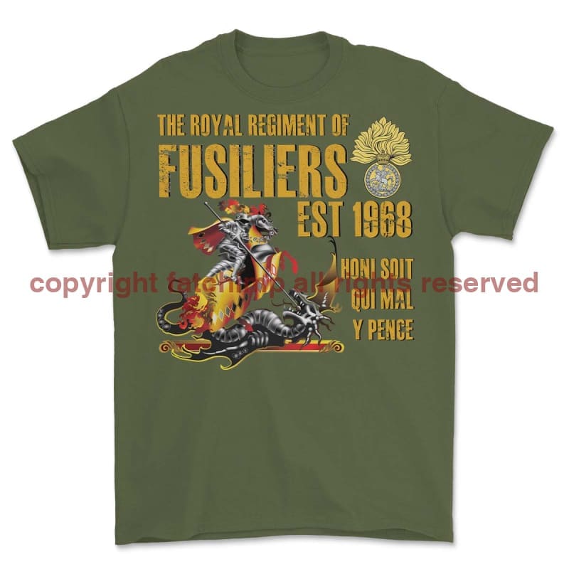 Royal Regiment Of Fusiliers Est 1968 Printed T-Shirt