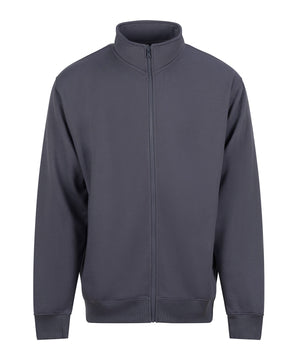 Dark gray zip-up sweatshirt on a white background