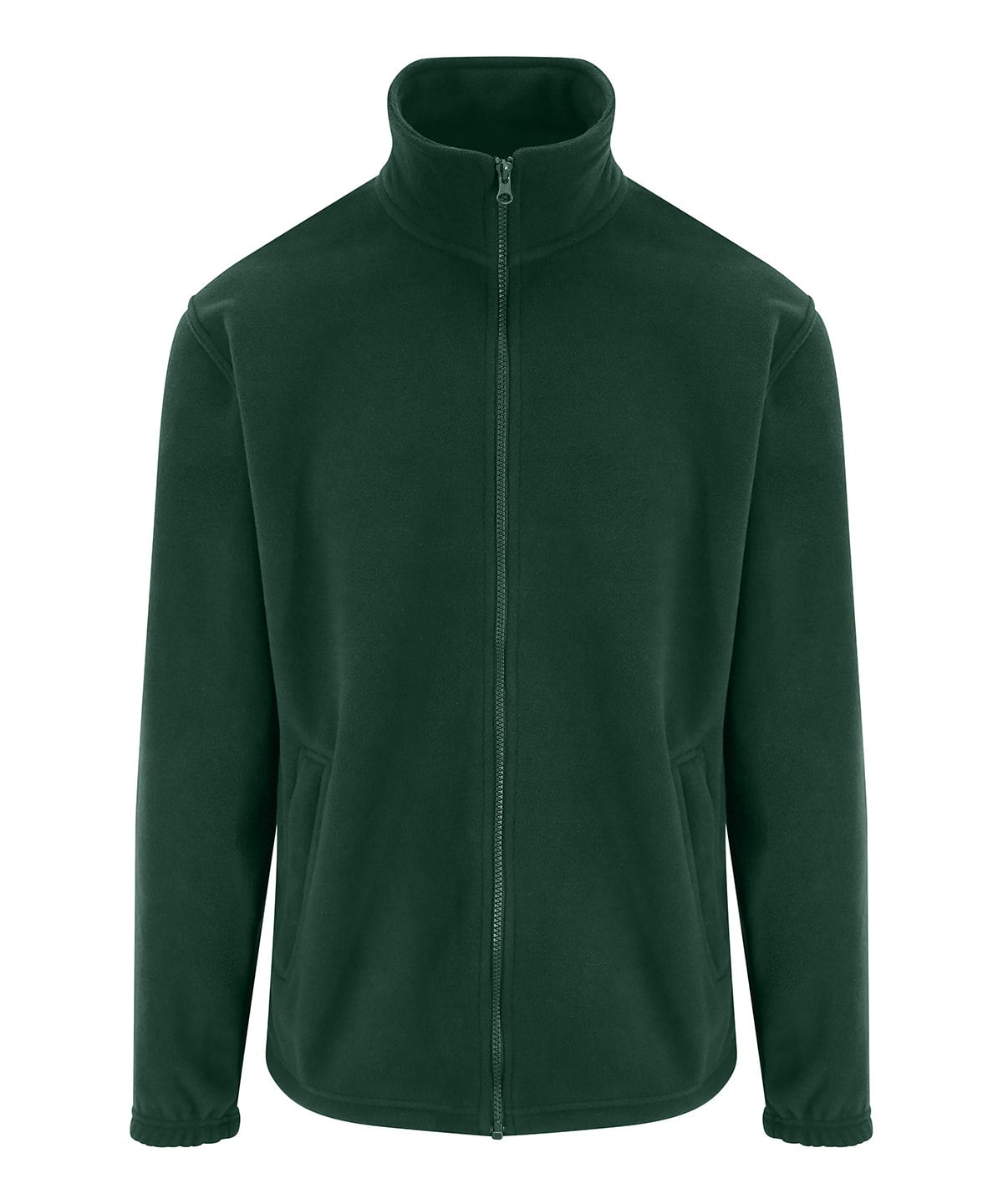 Green fleece jacket on a white background