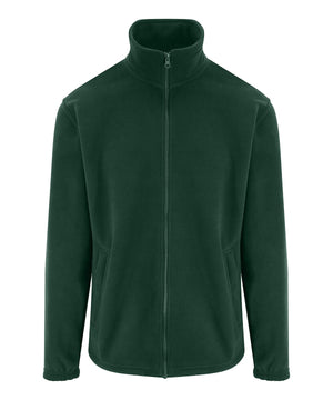 Green fleece jacket on a white background