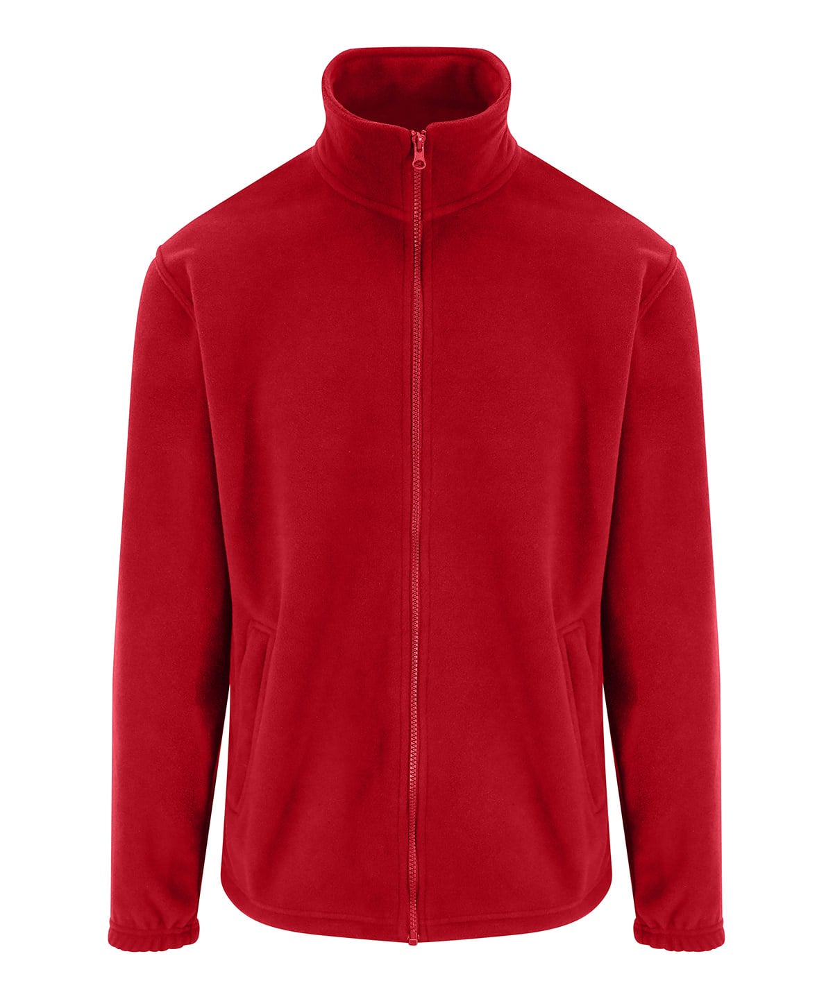Red fleece jacket on a white background
