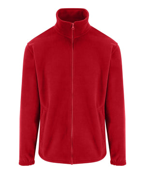 Red fleece jacket on a white background