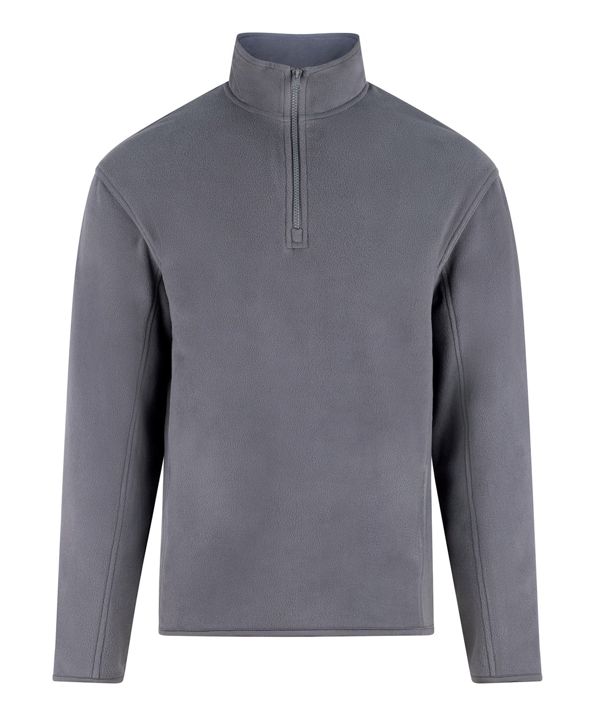 Gray long-sleeve pullover with a quarter zip on a white background
