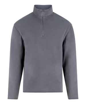 Gray long-sleeve pullover with a quarter zip on a white background