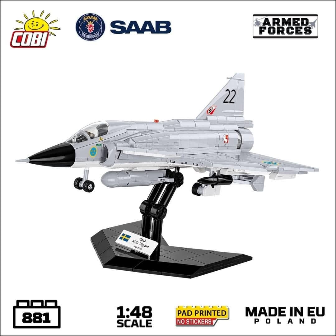 Saab VJ37 Viggen brick plane model - COBI 5915 - 881 bricks