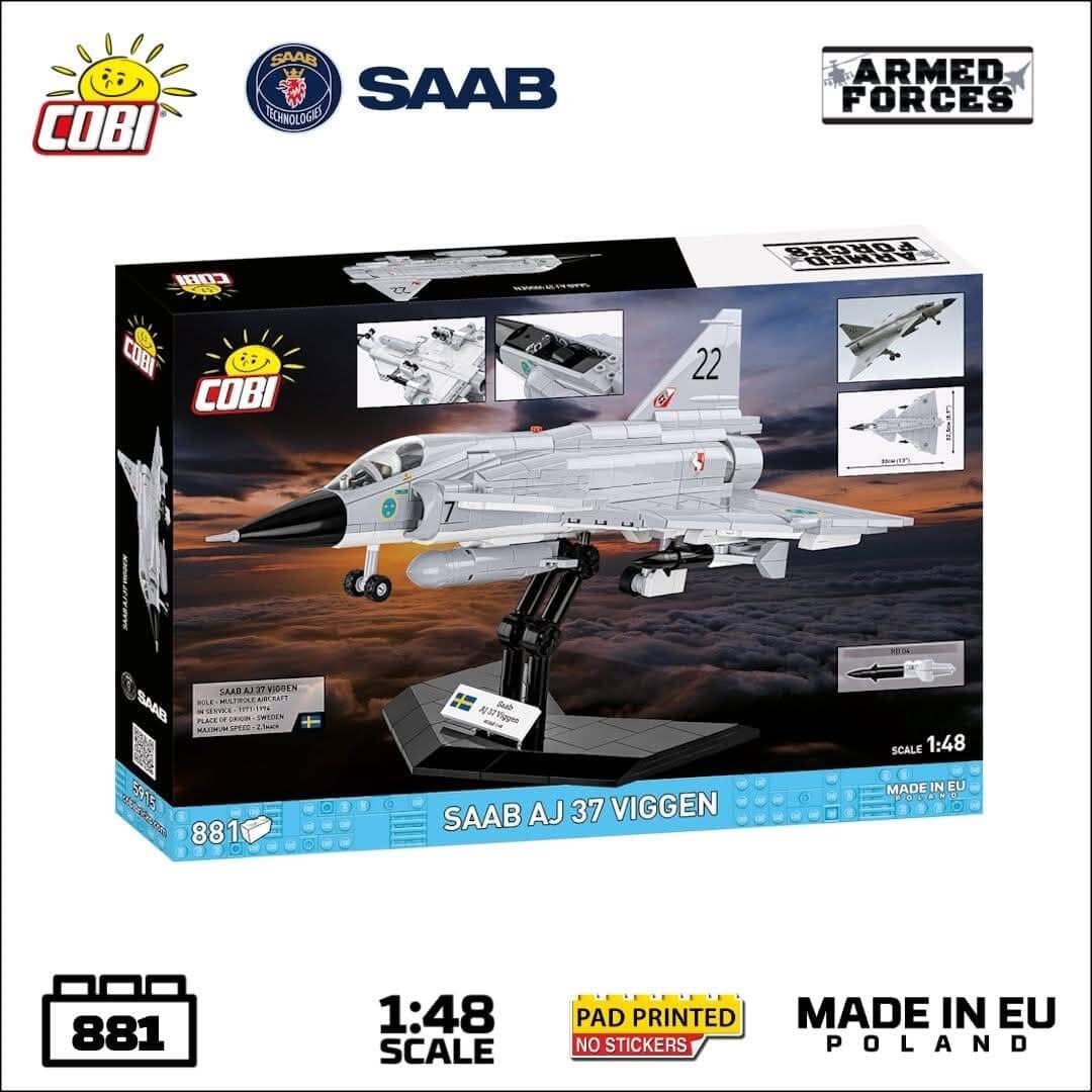 Saab VJ37 Viggen brick plane model - COBI 5915 - 881 bricks