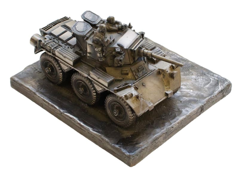 Military Statue - Saladin FV601 Armoured Car Cold Cast Bronze Military Statue