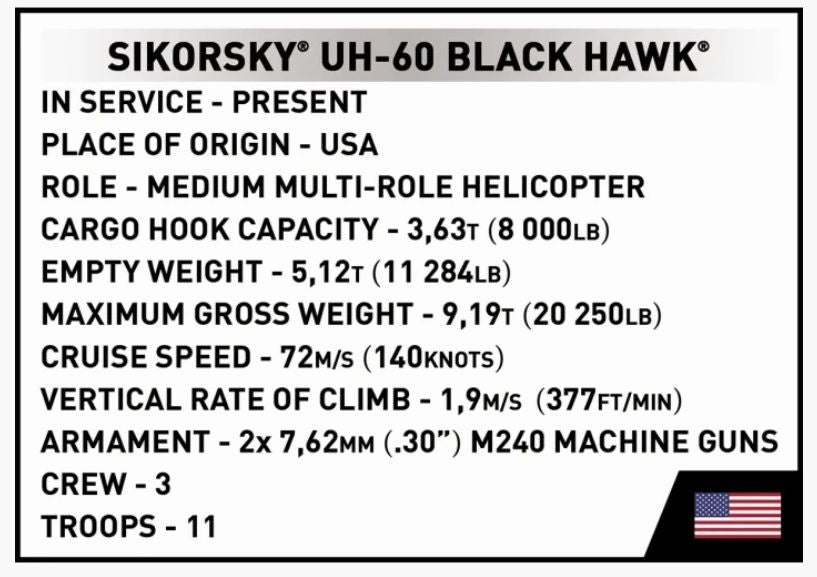 Sikorsky UH-60 Black Hawk helicopter brick model 